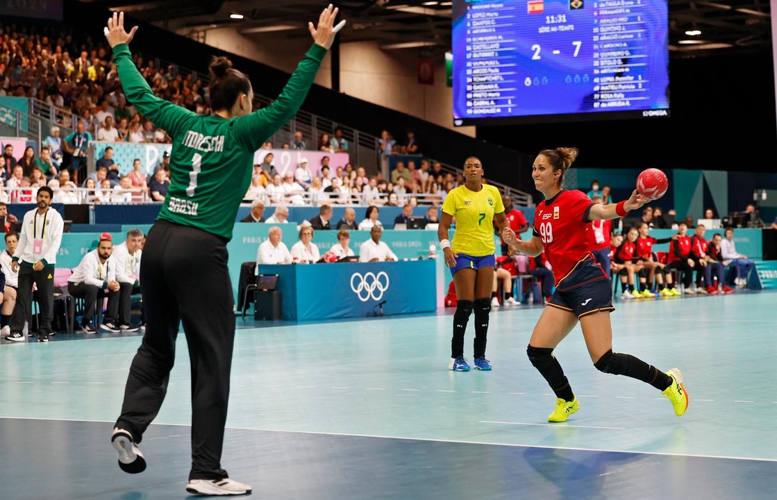 Mireya Gonzalez, durante el partido contra Brasil. EFE/EPA/MOHAMMED BADRA