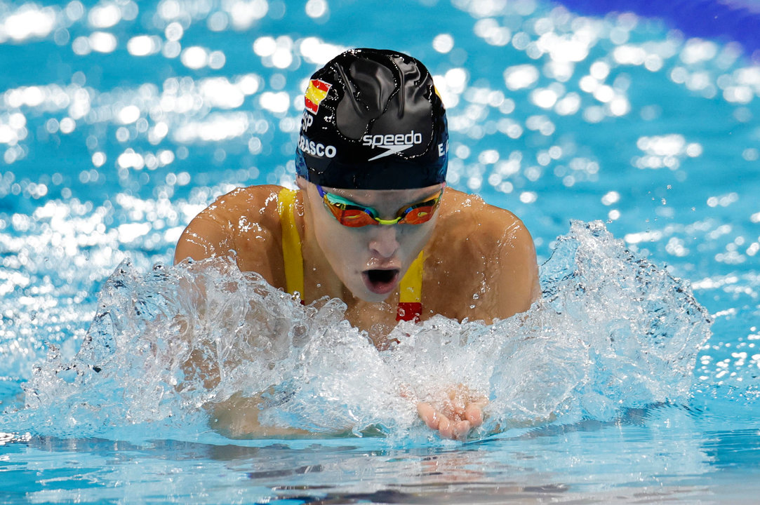 La nadadora española Emma Carrasco compite en su serie de los 200m estilos femenino. EFE/ Lavandeira Jr.