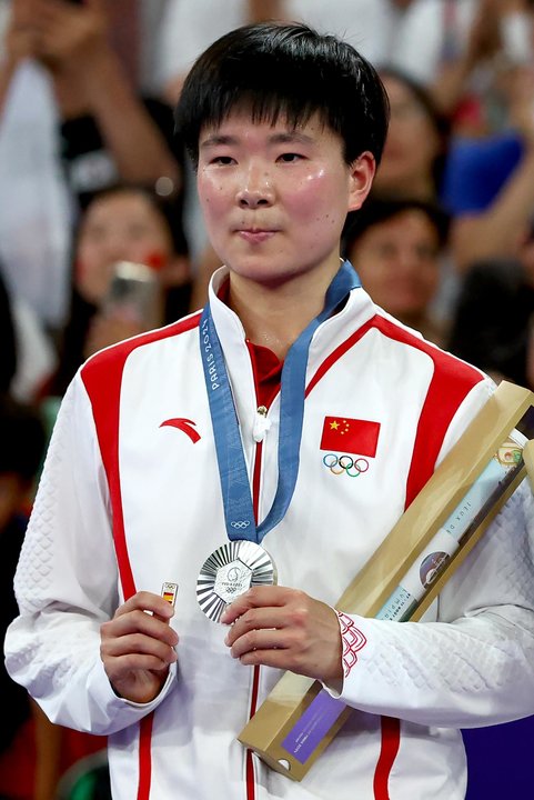 La medallista de plata la china He Bing Jiao. EFE/EPA/DIVYAKANT SOLANKI