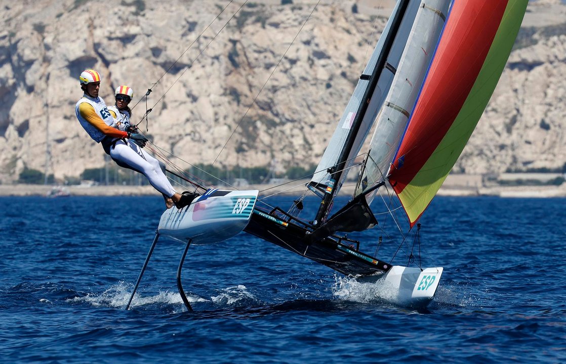 Tara Pacheco Van Rijnsoever y Andres Barrio Garcia en Marsella, Francia. EFE/EPA/SEBASTIEN NOGIER