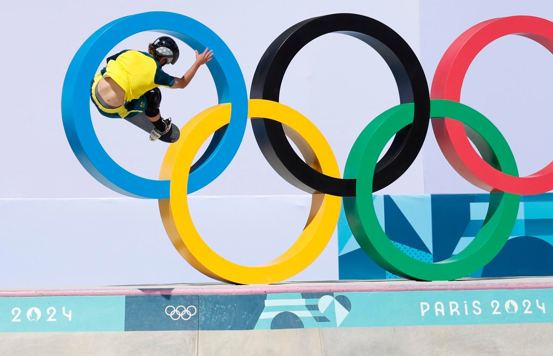 El australiano Palmer Keegan en la pista de La Concordia en París. EFE/EPA/MOHAMMED BADRA