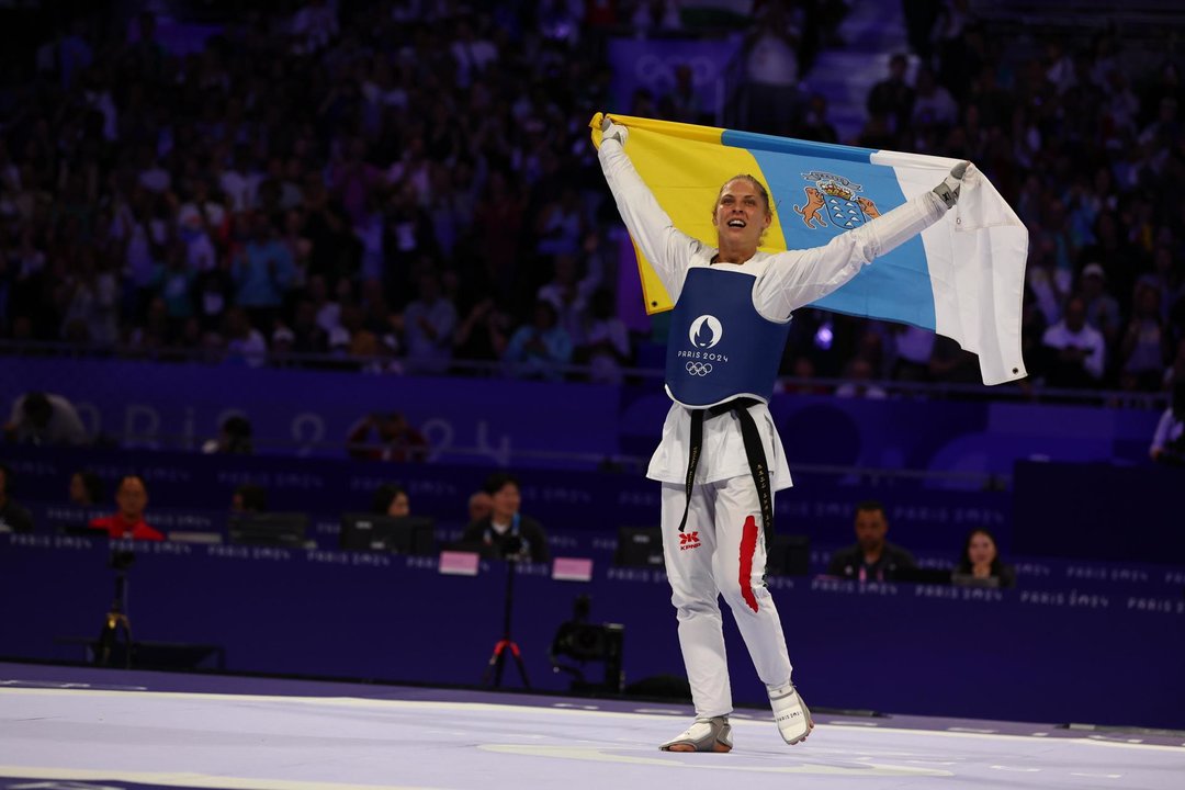 La húngara Viviana Marton se proclamó campeona olímpica en la categoría de -67 kilos de taekwondo de los Juegos de París 2024. EFE/EPA/DIVYAKANT SOLANKI