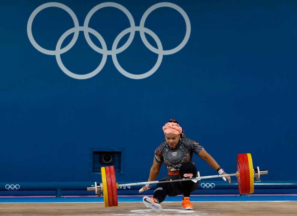 La ecuatoriana Neisi Dajomes en la categorúa de 81kg en el South Paris Arena en Paris, Francia. EFE/EPA/MAST IRHAM