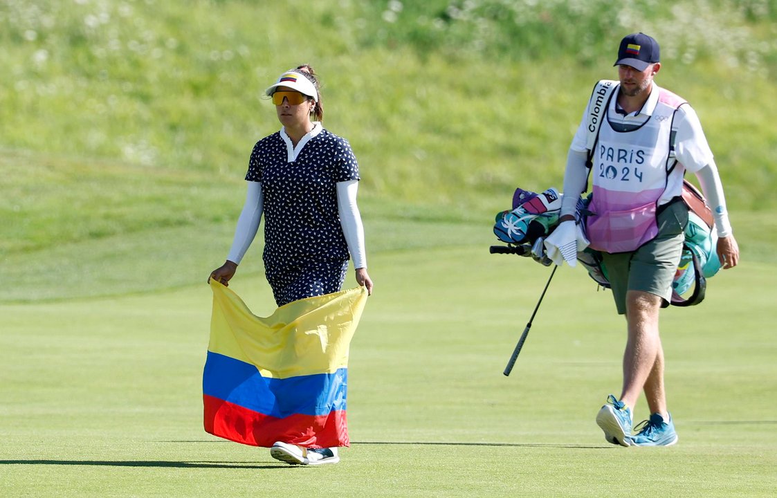 La colombiana Mariajo Uribe en Le Golf National in Guyancourt, Francia. EFE/EPA/ERIK S. LESSER