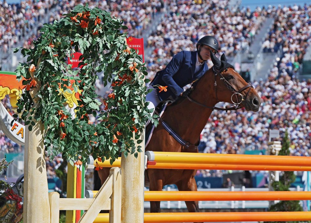 La española Laura Heredia, decimoséptima en la final del pentatlón moderno, en Versalles Francia. España) EFE/EPA/MOHAMMED BADRA